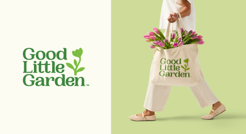 The Good Little Garden logo next to a person holding flowers.