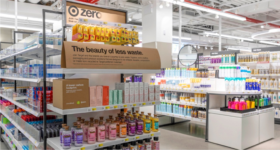 Beauty products on display inside a Target store.