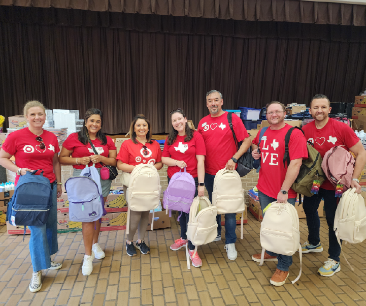 a group of people wearing matching t-shirts