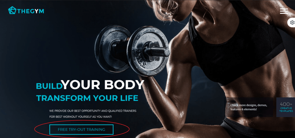 Gym Website Marketing CTA